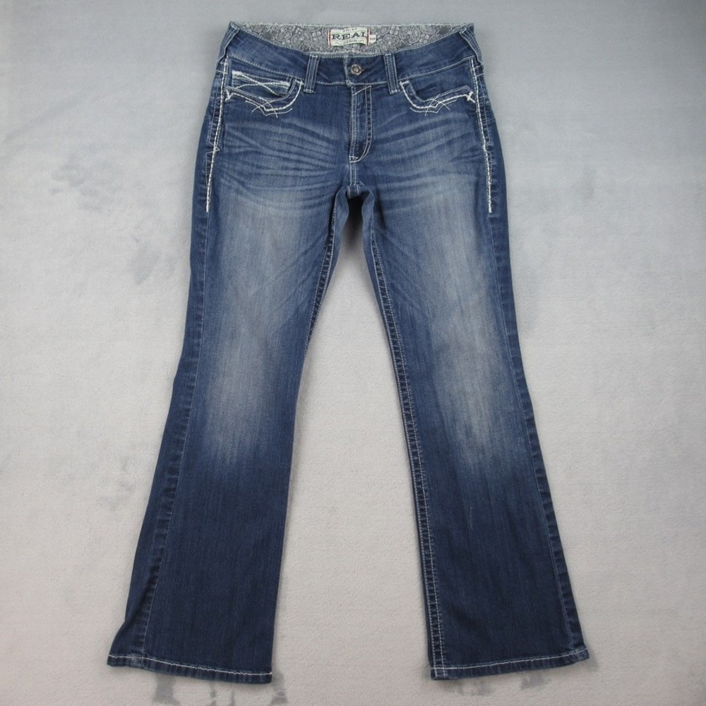 Ariat REAL Denim Jeans Womens 31S Blue Bootcut Thick Stitch Mid Rise